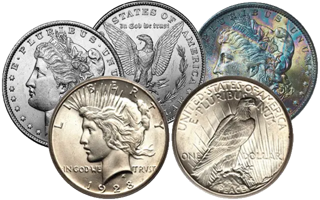 Various U.S. Numismatic Coins of 1 Dollar Denomination collage