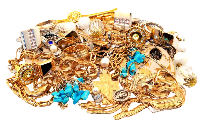 Pile of scrap gold jewelry