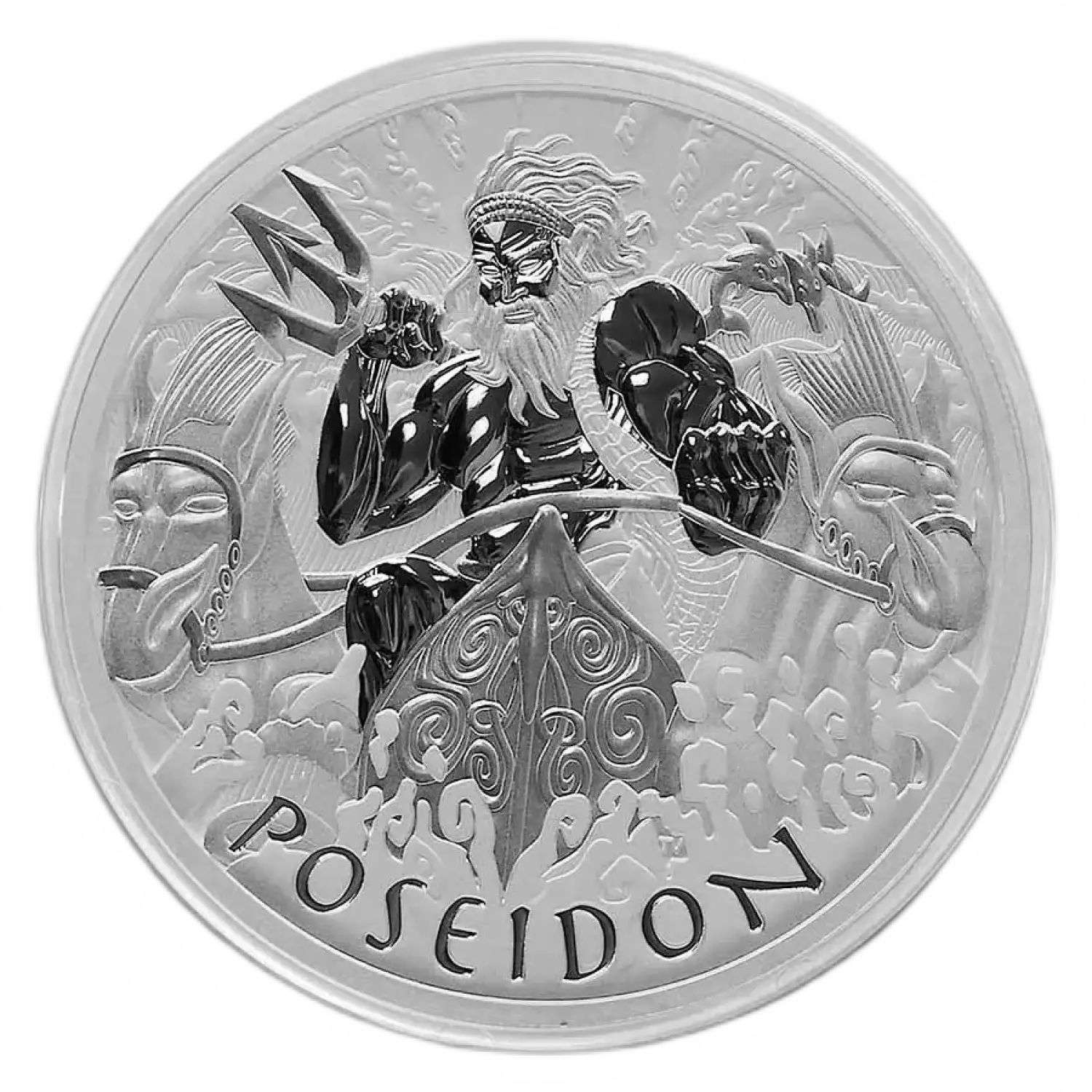 2021 Tuvalu 1 oz Silver Gods of Olympus Poseidon BU Coin (In Capsule) (2)