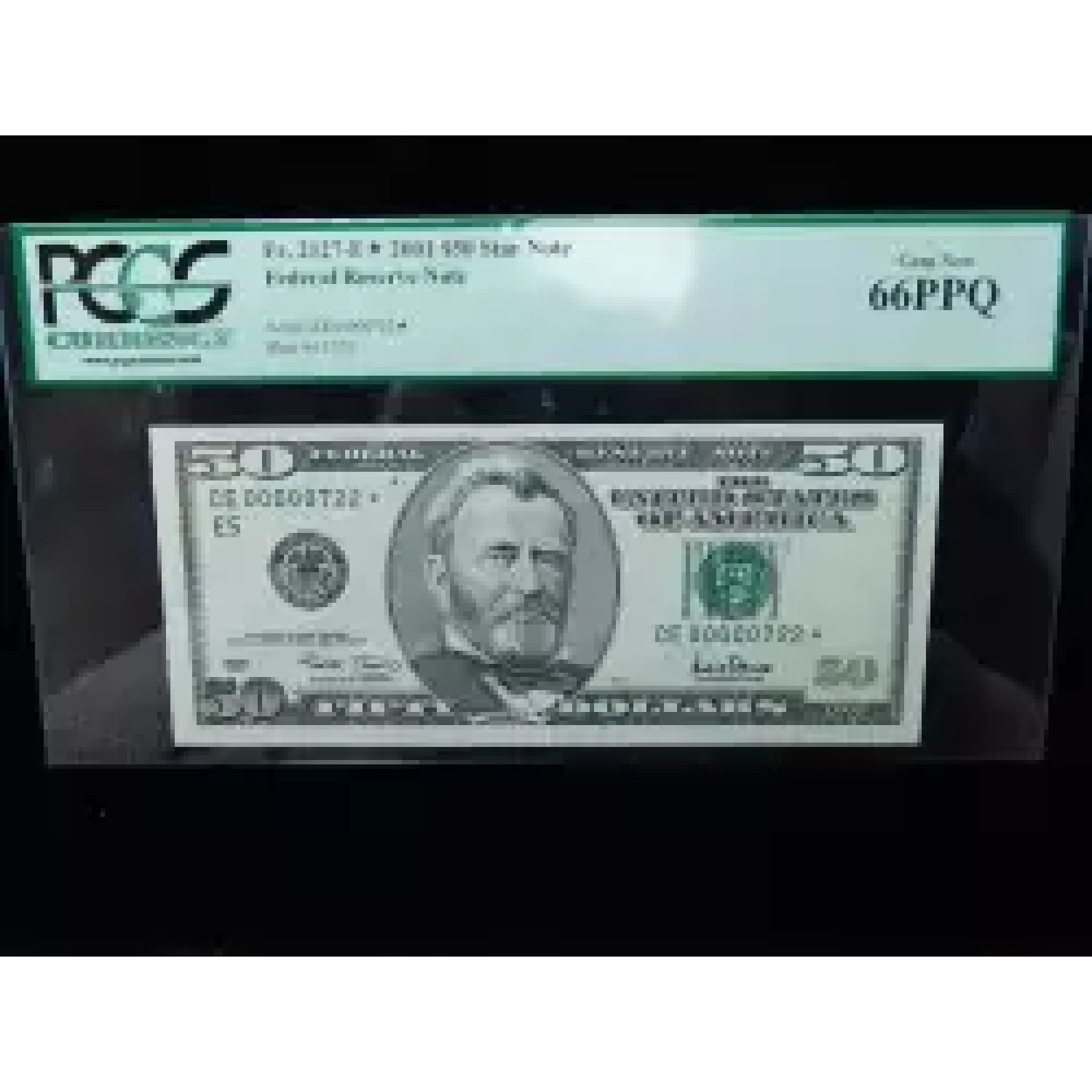 $50 2001 blue-Green seal. Small Size $50 Federal Reserve Notes 2127-E*